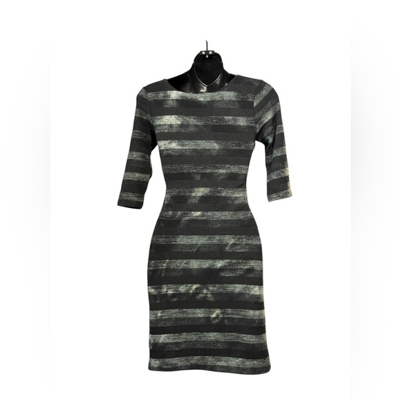 Le Château, Striped Knee-Length Dress, XXS, Black, Gray - Picture 6 of 9